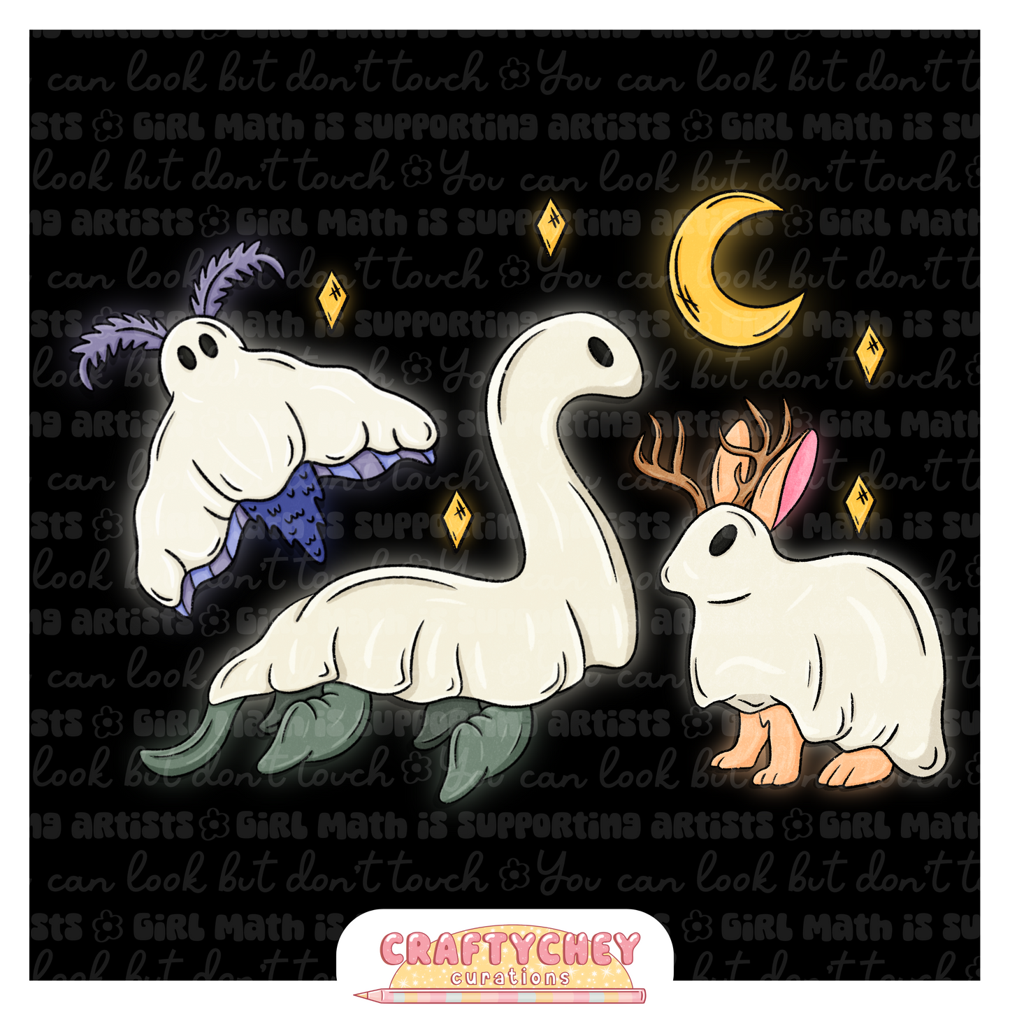 Glowing Ghosty Cryptids - PNG's + Digital Stickers
