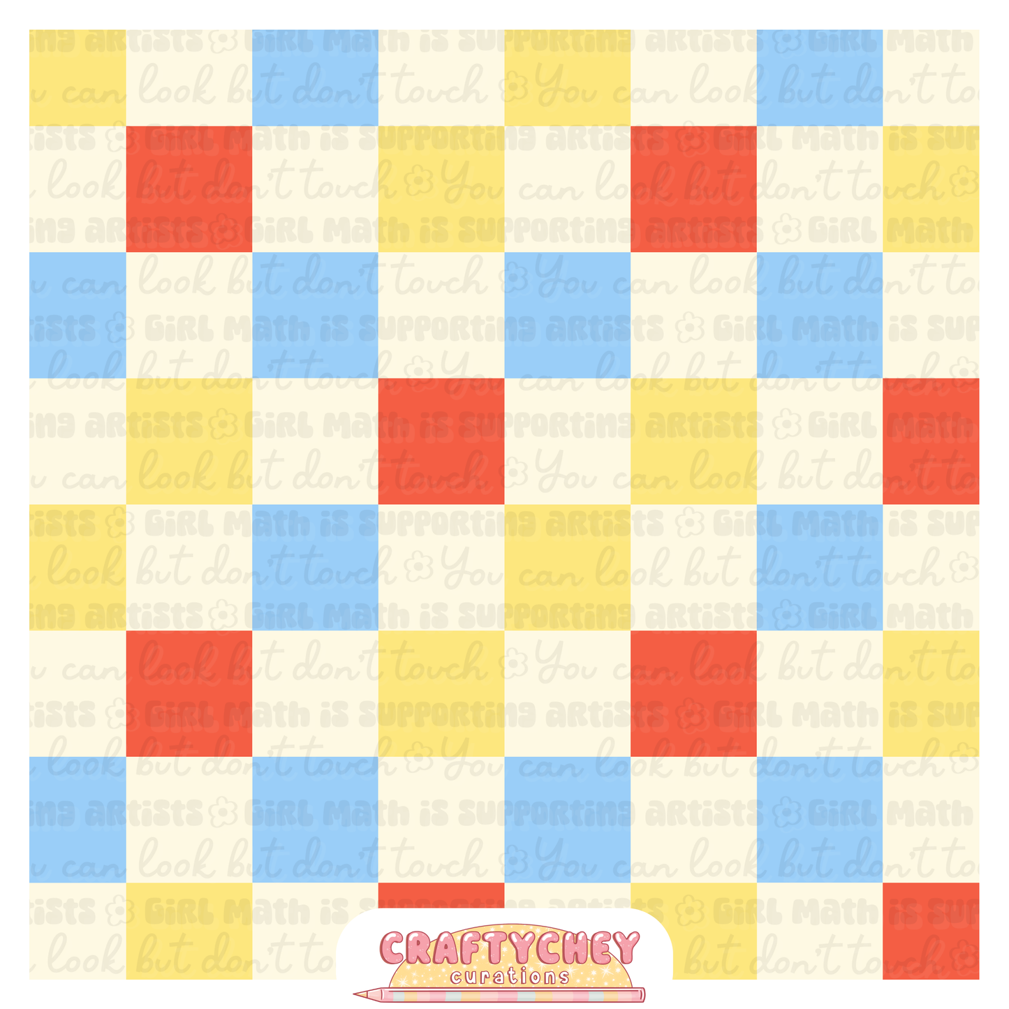 Blue, Red, Yellow Checkered Pattern