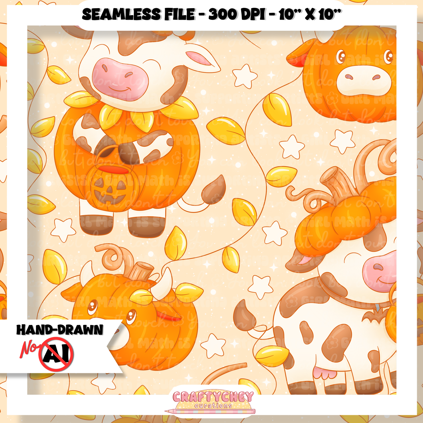 Pumpkin Cows : Brown (Seamless + PNG)