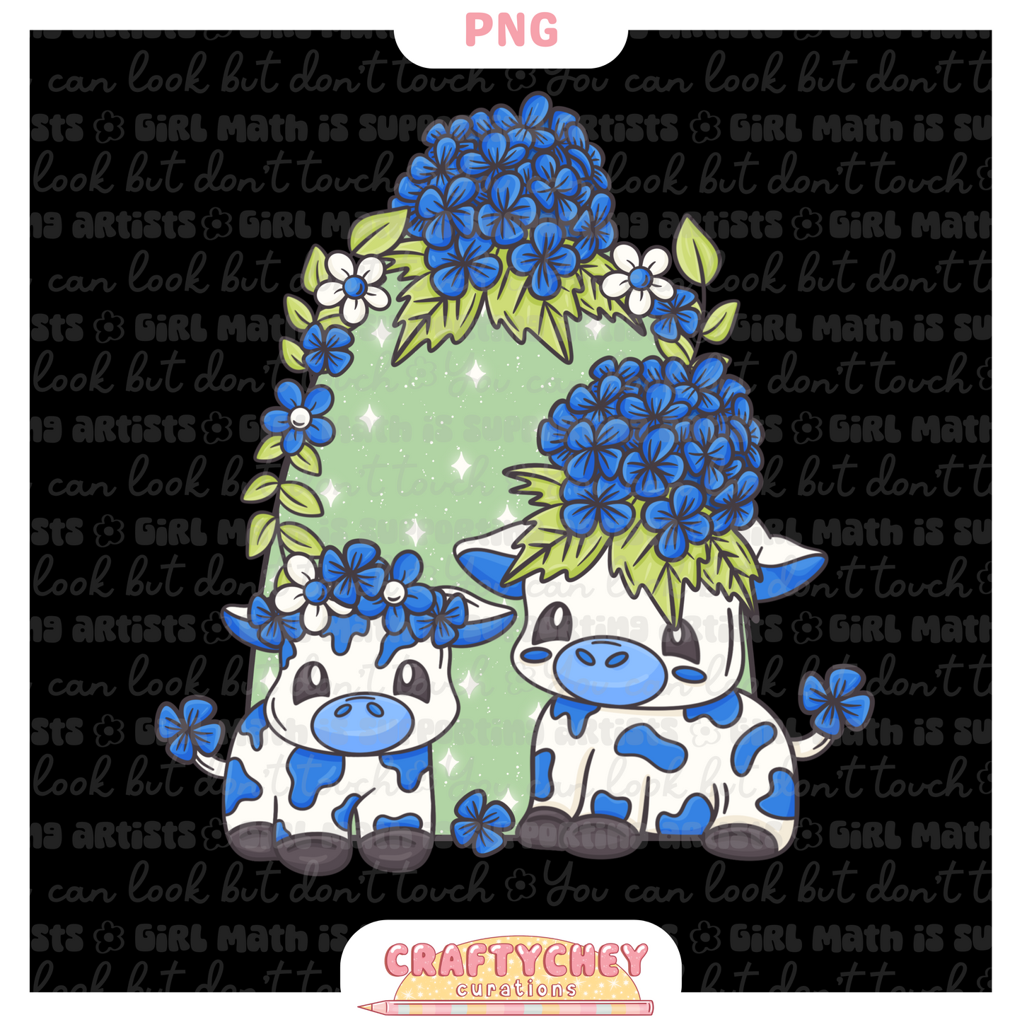 Blue Hydrangea Cows (PNG ONLY)