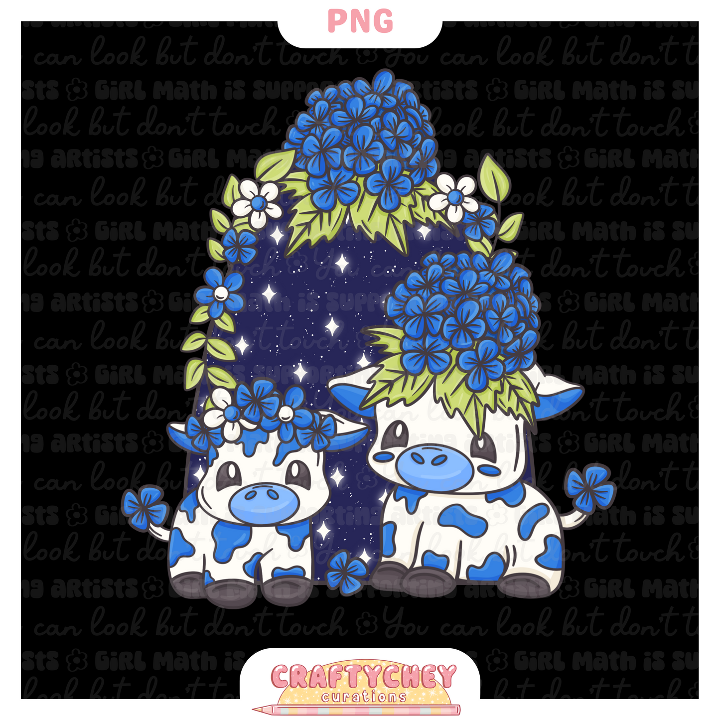 Blue Hydrangea Cows (PNG ONLY)