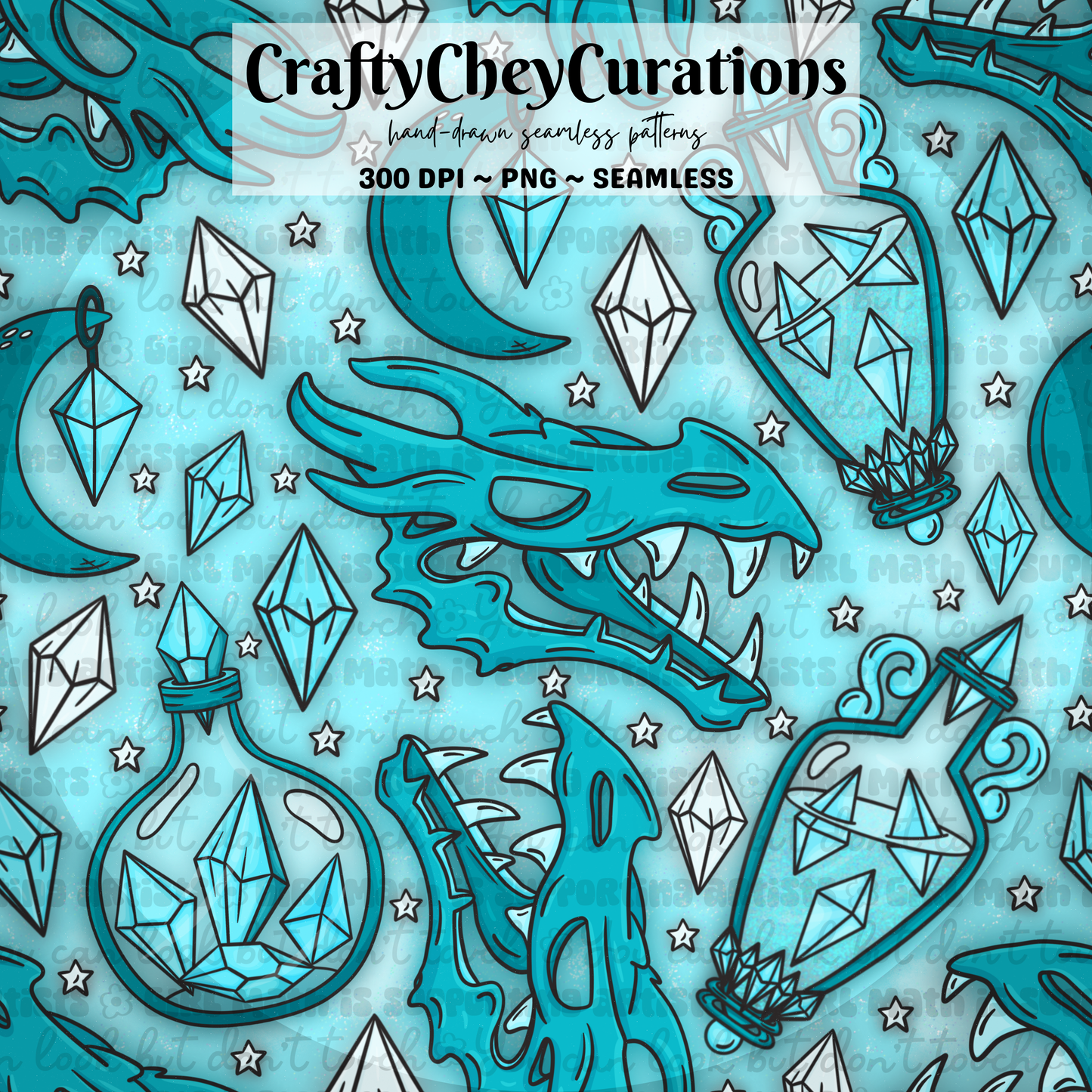 Blue Crystal Dragon Skulls