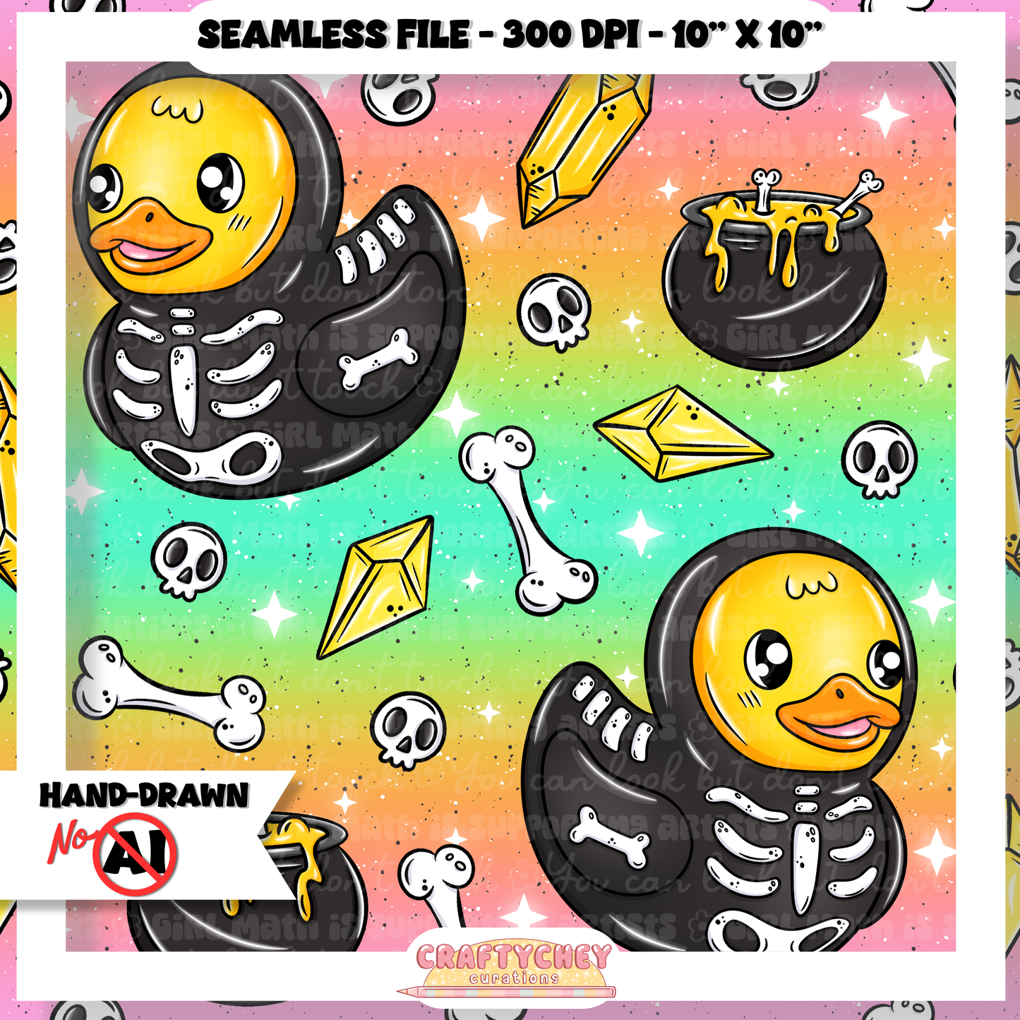 Skeleton Ducks (Seamless + PNG)