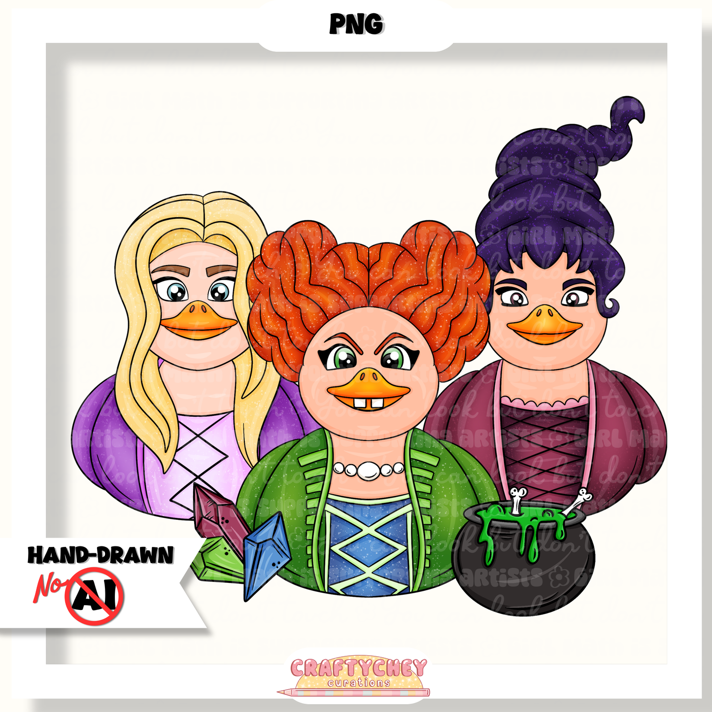 Sister Witch Ducks (Seamless + PNG)