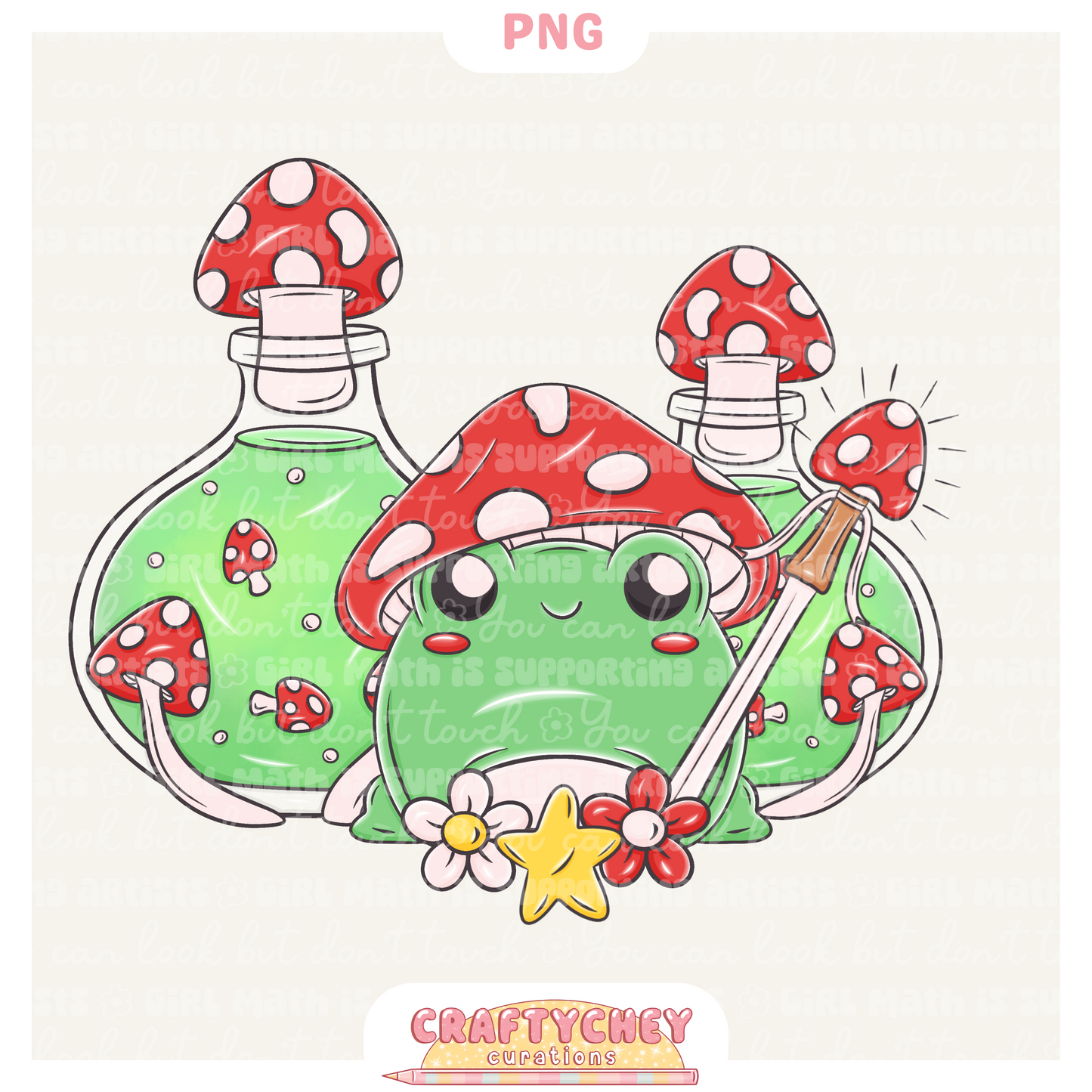 Mushroom Frog Mystery (Seamless + PNG)