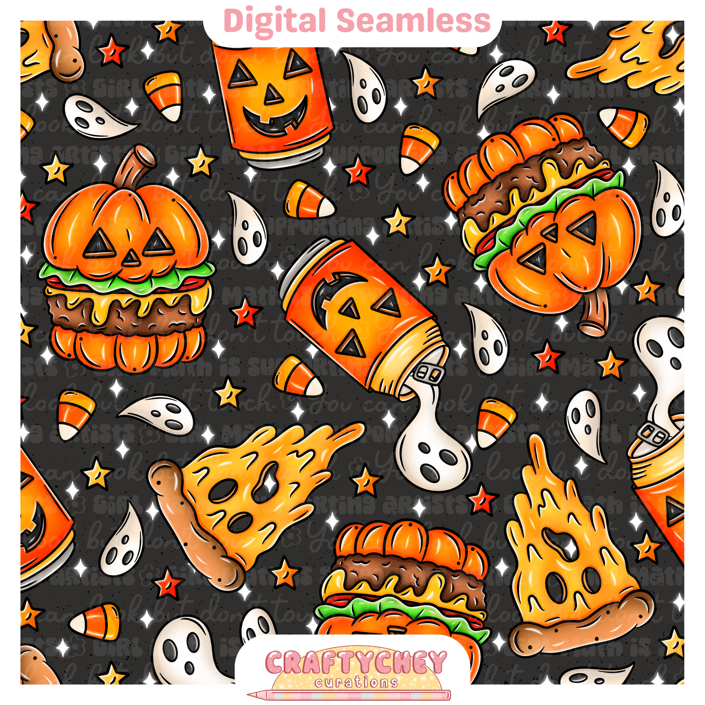 Spooky Junk Foodies (Seamless + PNG)