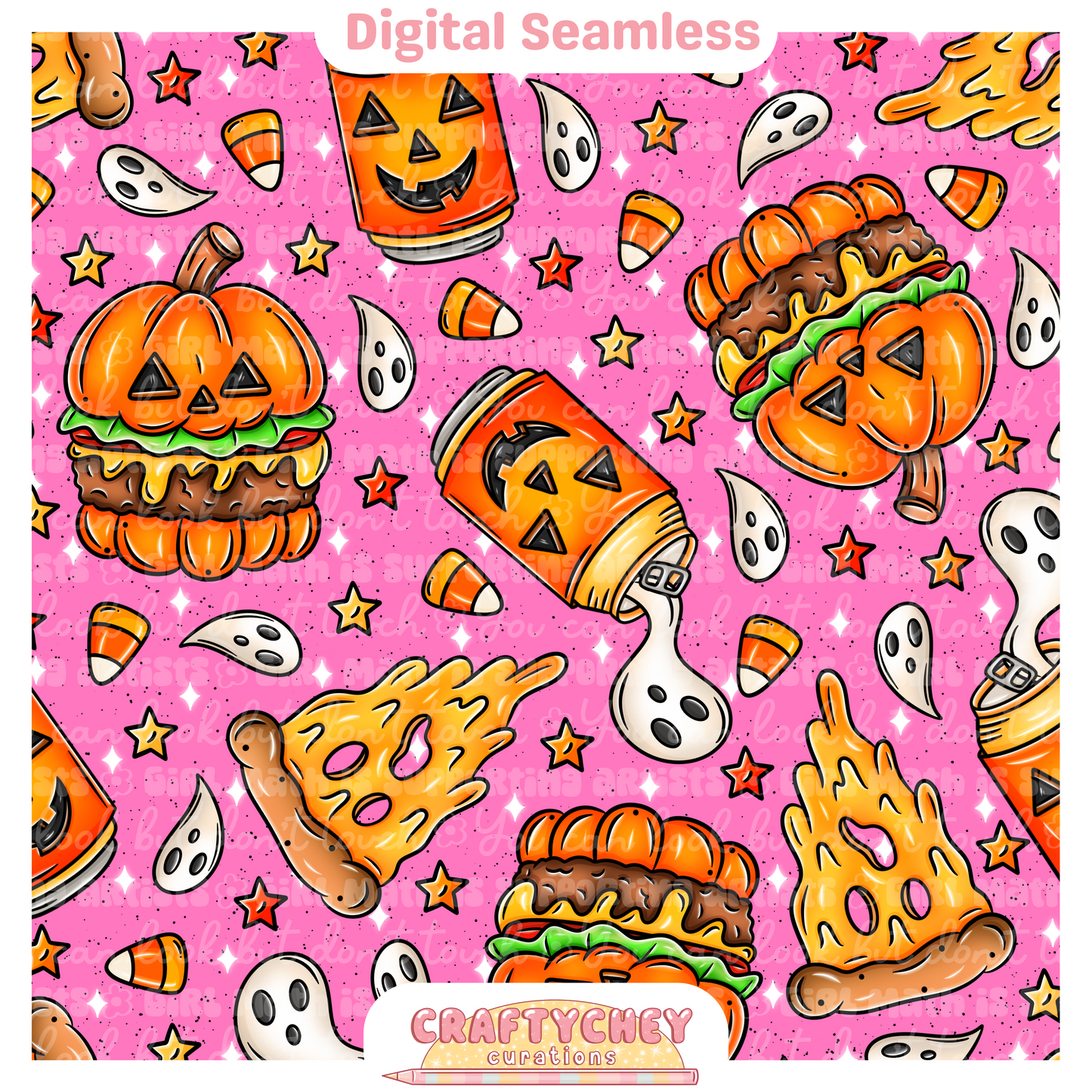 Spooky Junk Foodies (Seamless + PNG)
