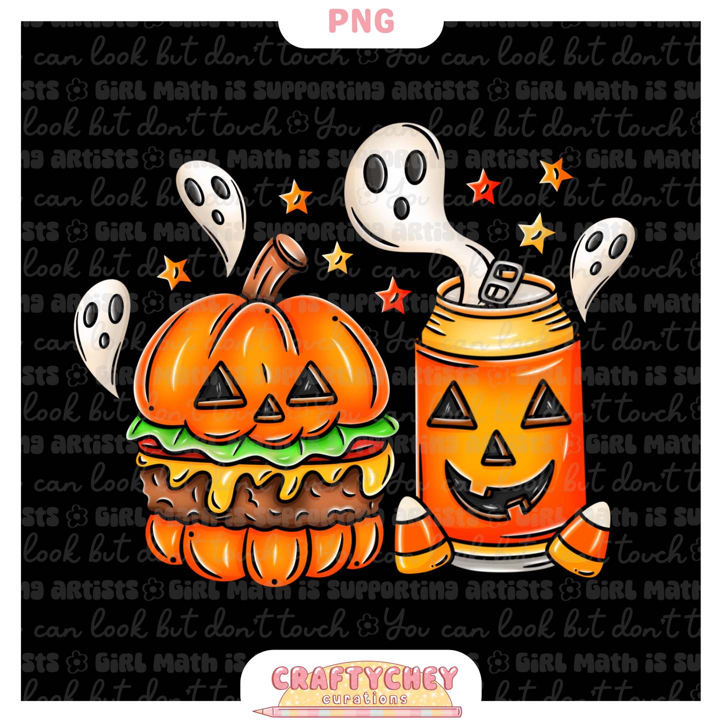 Spooky Junk Foodies (Seamless + PNG)