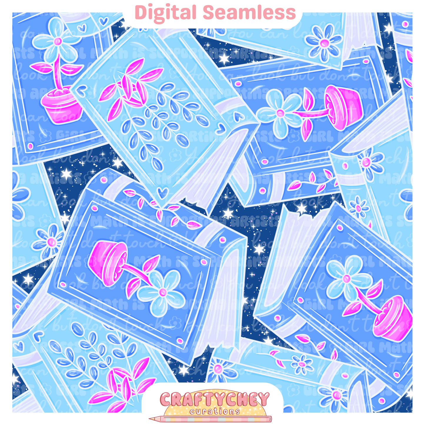 Glowing Floral Books (Blue)