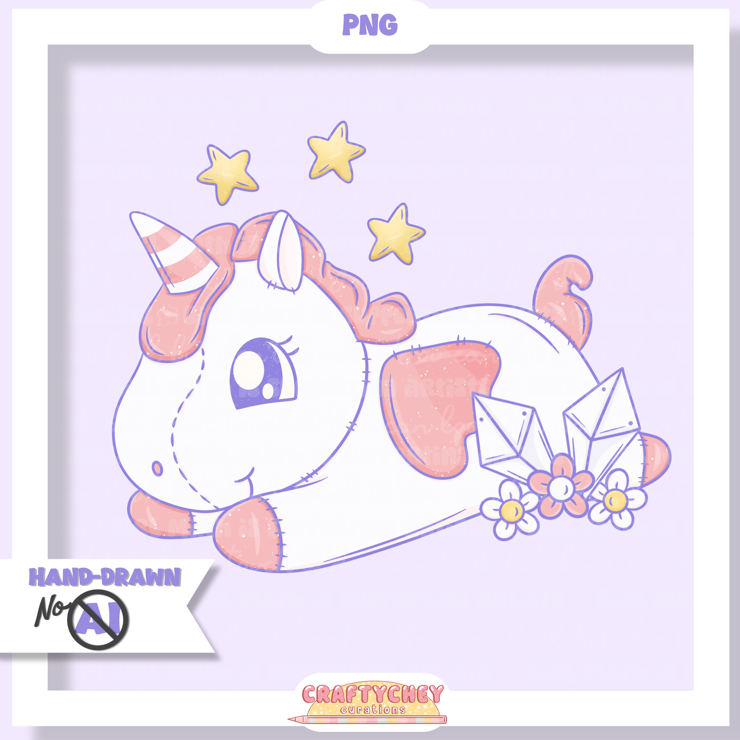 Non-Sleepy Unicorn Plush (Seamless + PNG)