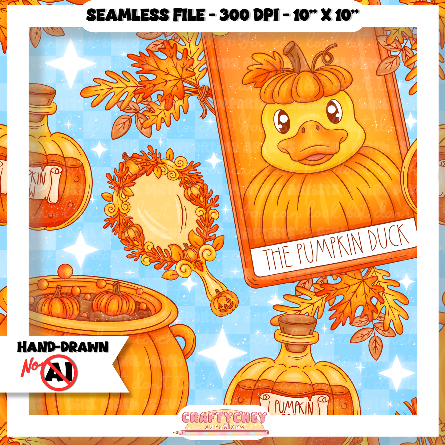 Pumpkin Duck Tarot (Seamless + PNG)
