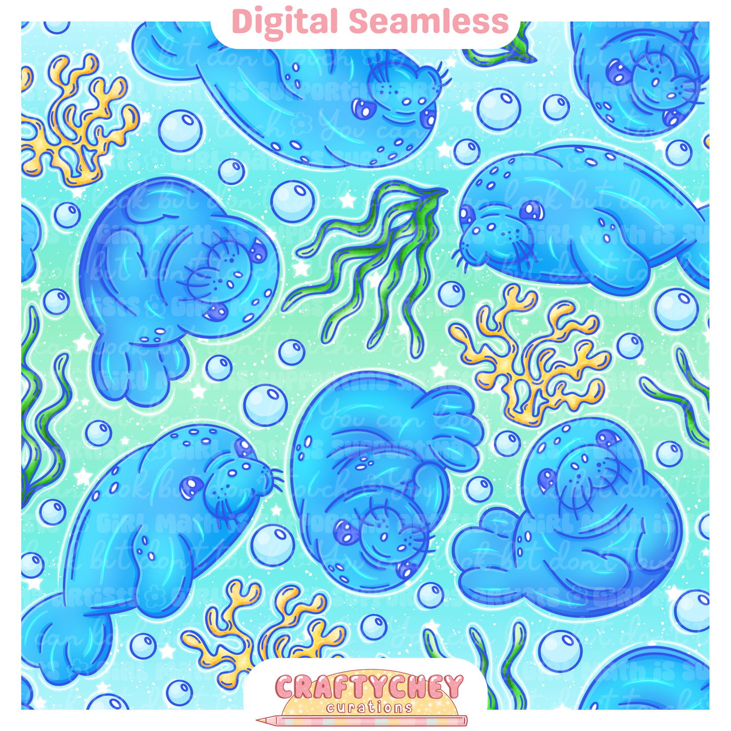 Glowing Manatees (Blue)