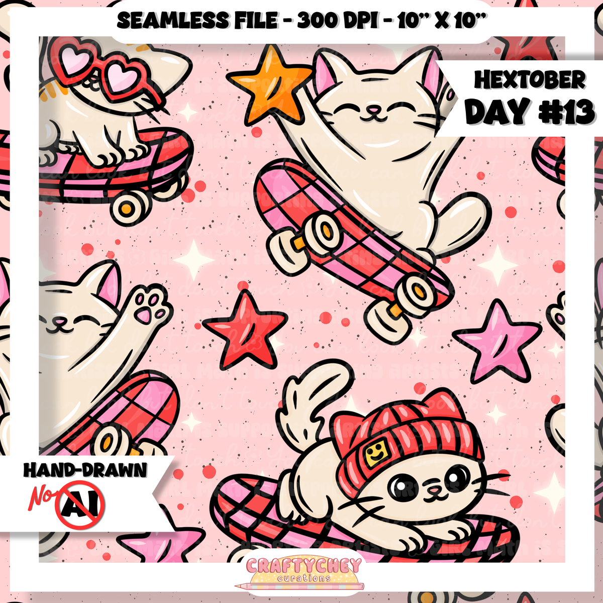 Hextober Day 13: Skater - Pink (Seamless + PNG)