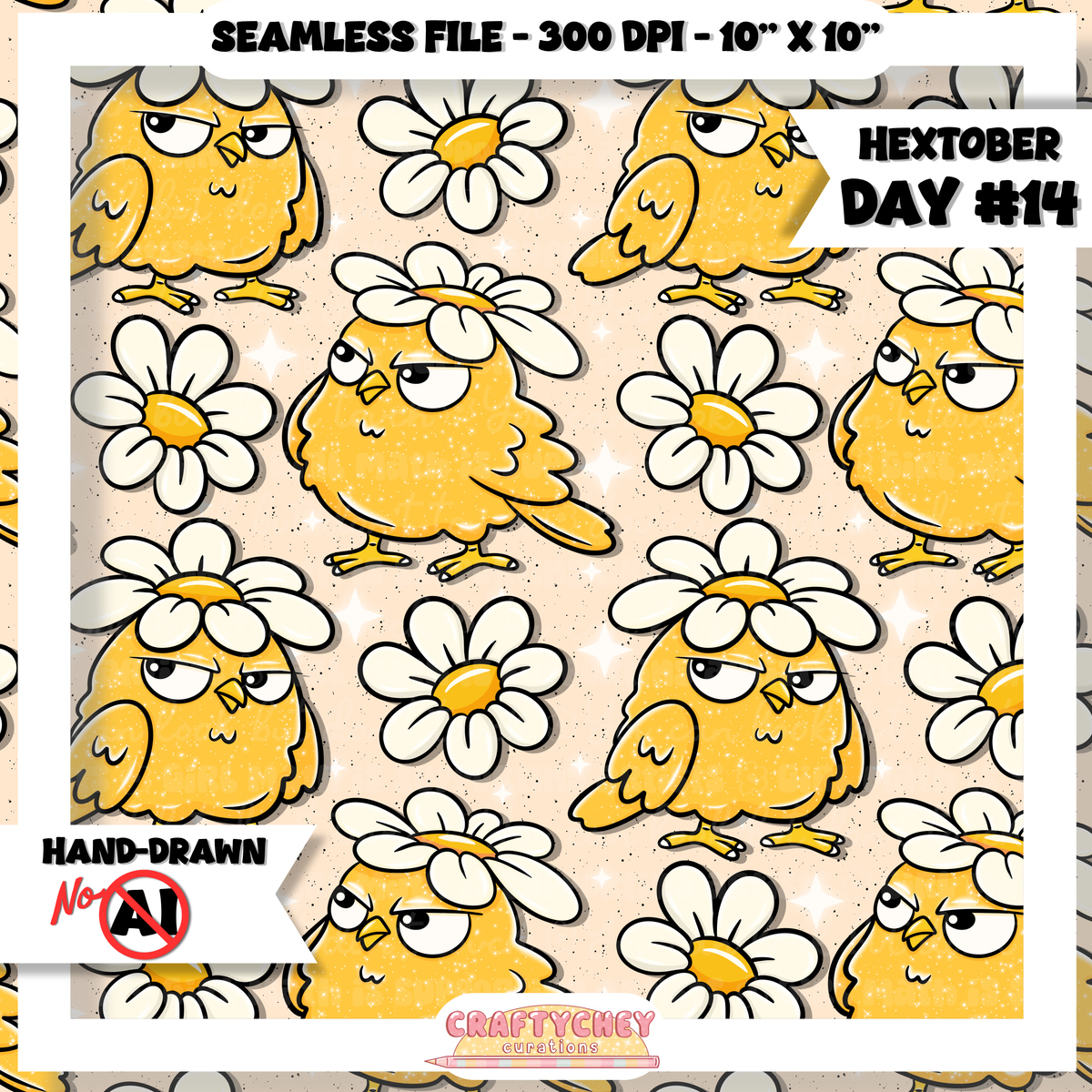 Hextober Day 14: Bird - Yellow (Seamless + PNG)
