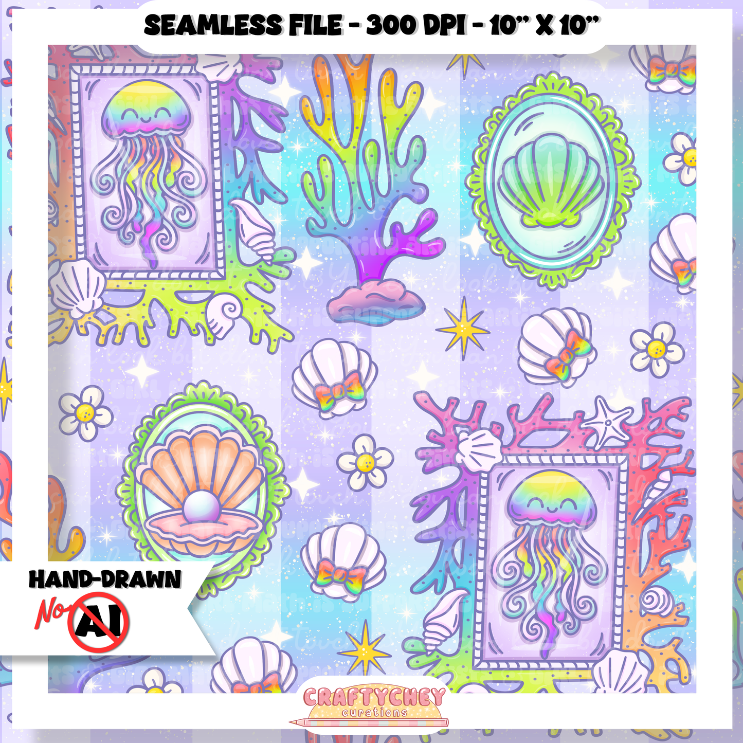 Juicy Summer: Day 2: Jellyfish (Seamless + PNG)