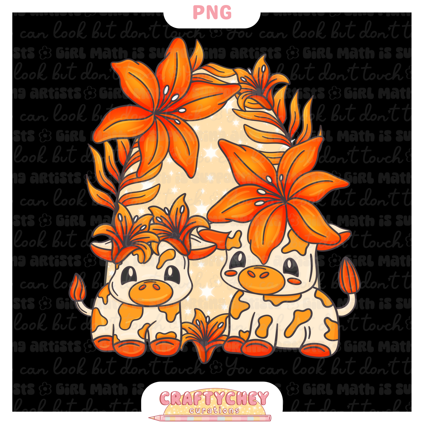 Orange Lily Cows (PNG ONLY)
