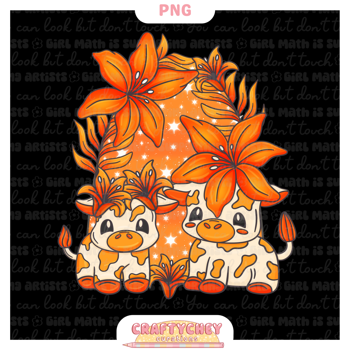 Orange Lily Cows (PNG ONLY)