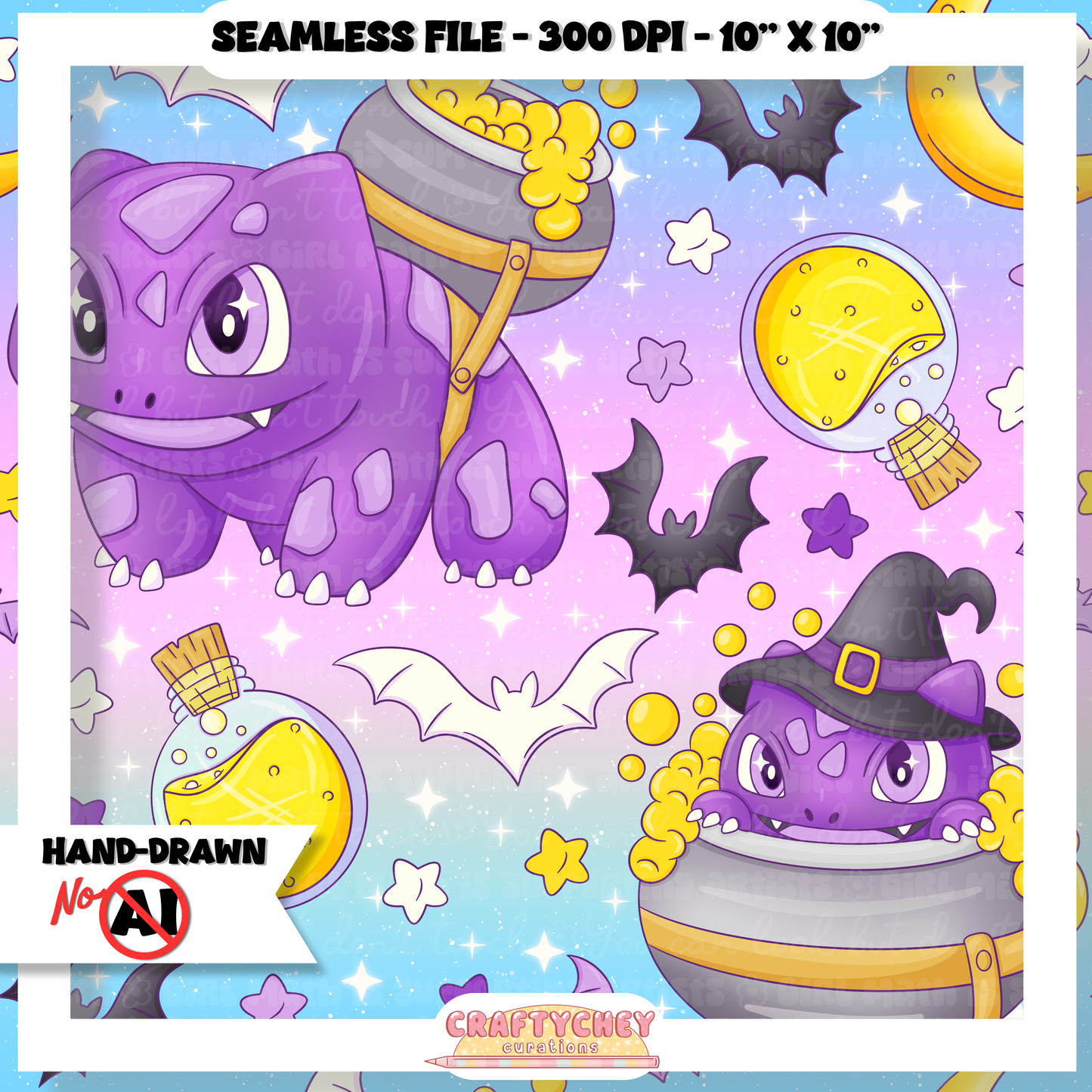 Witchysaur (Seamless + PNG)