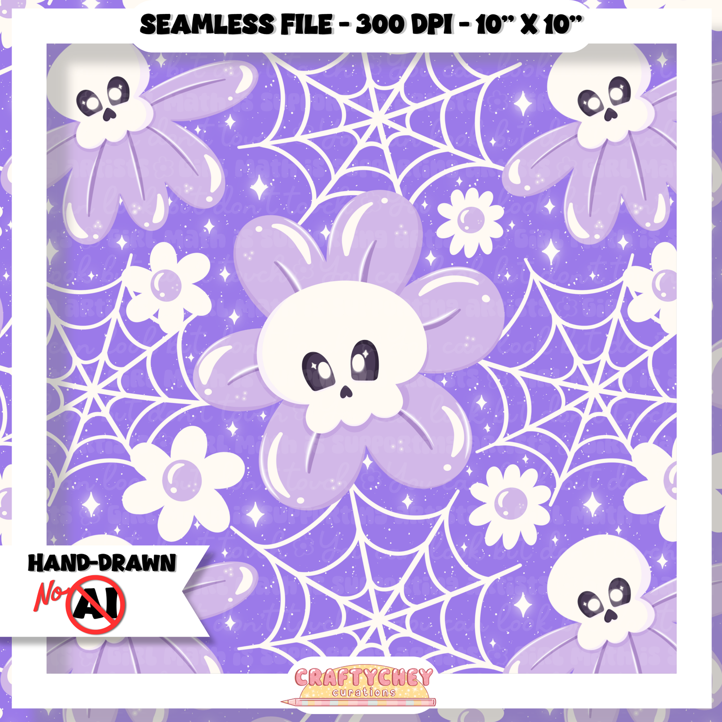 Purple Skull Flowers (Seamless + PNG)