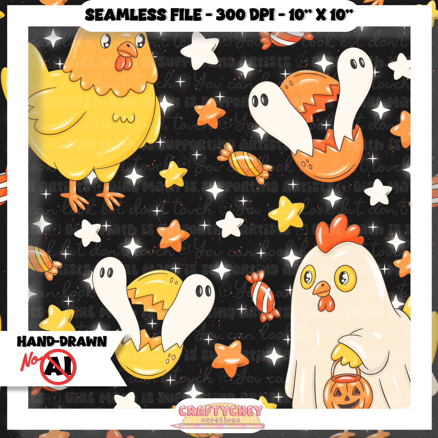 Ghost Chickens (Seamless + PNG)