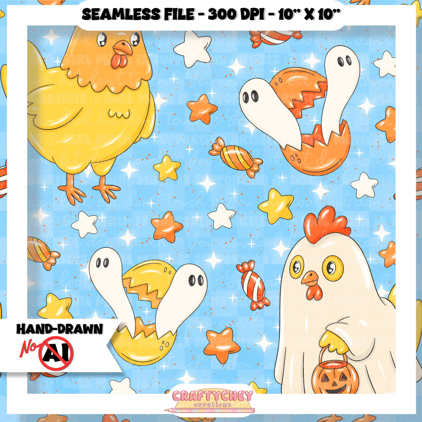 Ghost Chickens (Seamless + PNG)