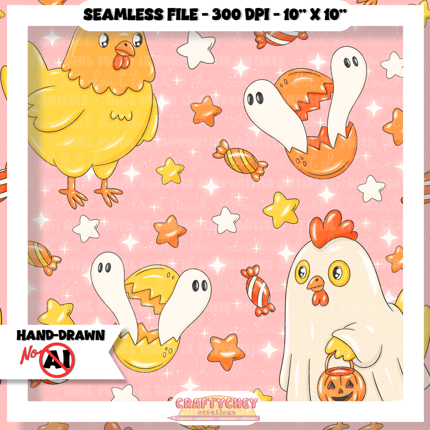 Ghost Chickens (Seamless + PNG)