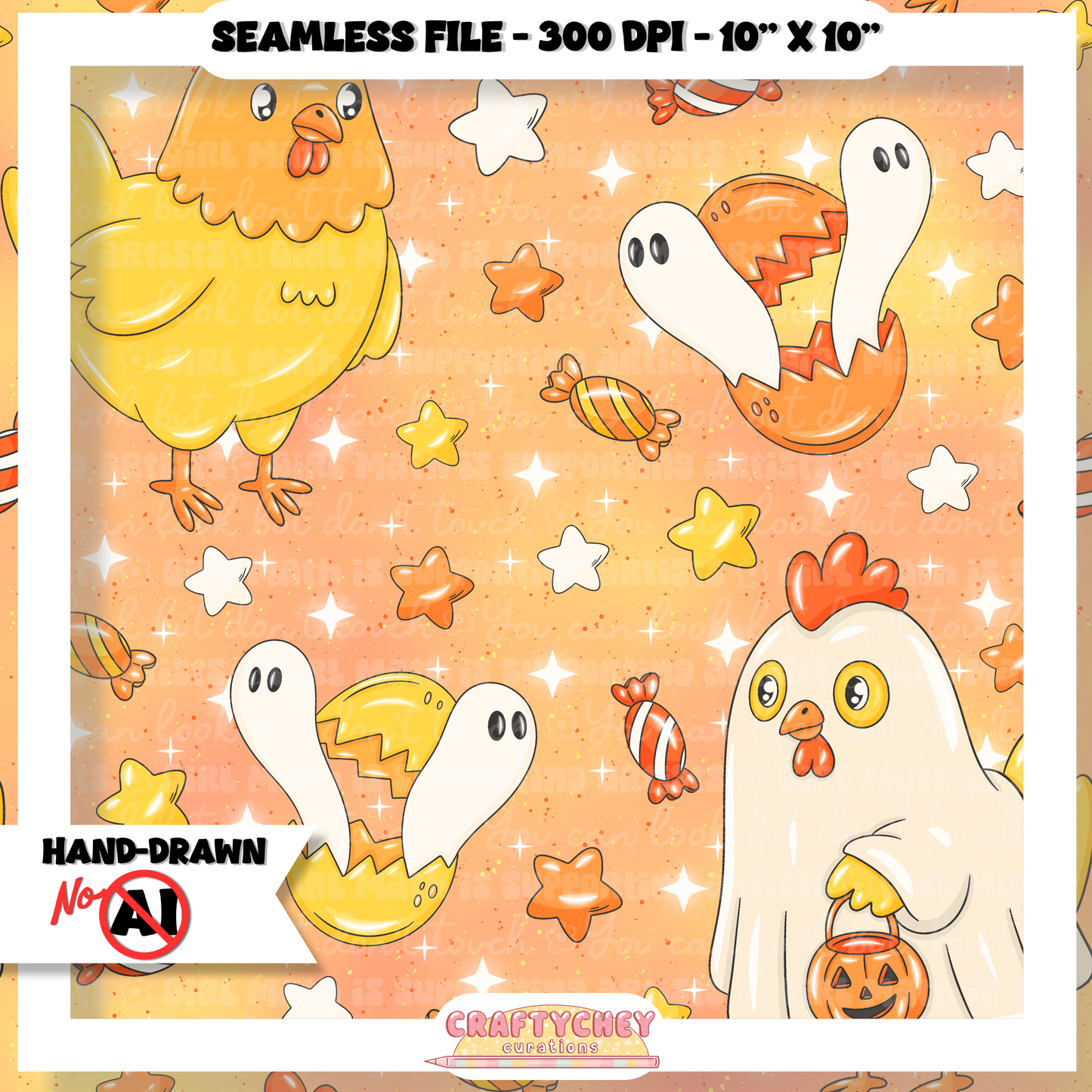 Ghost Chickens (Seamless + PNG)