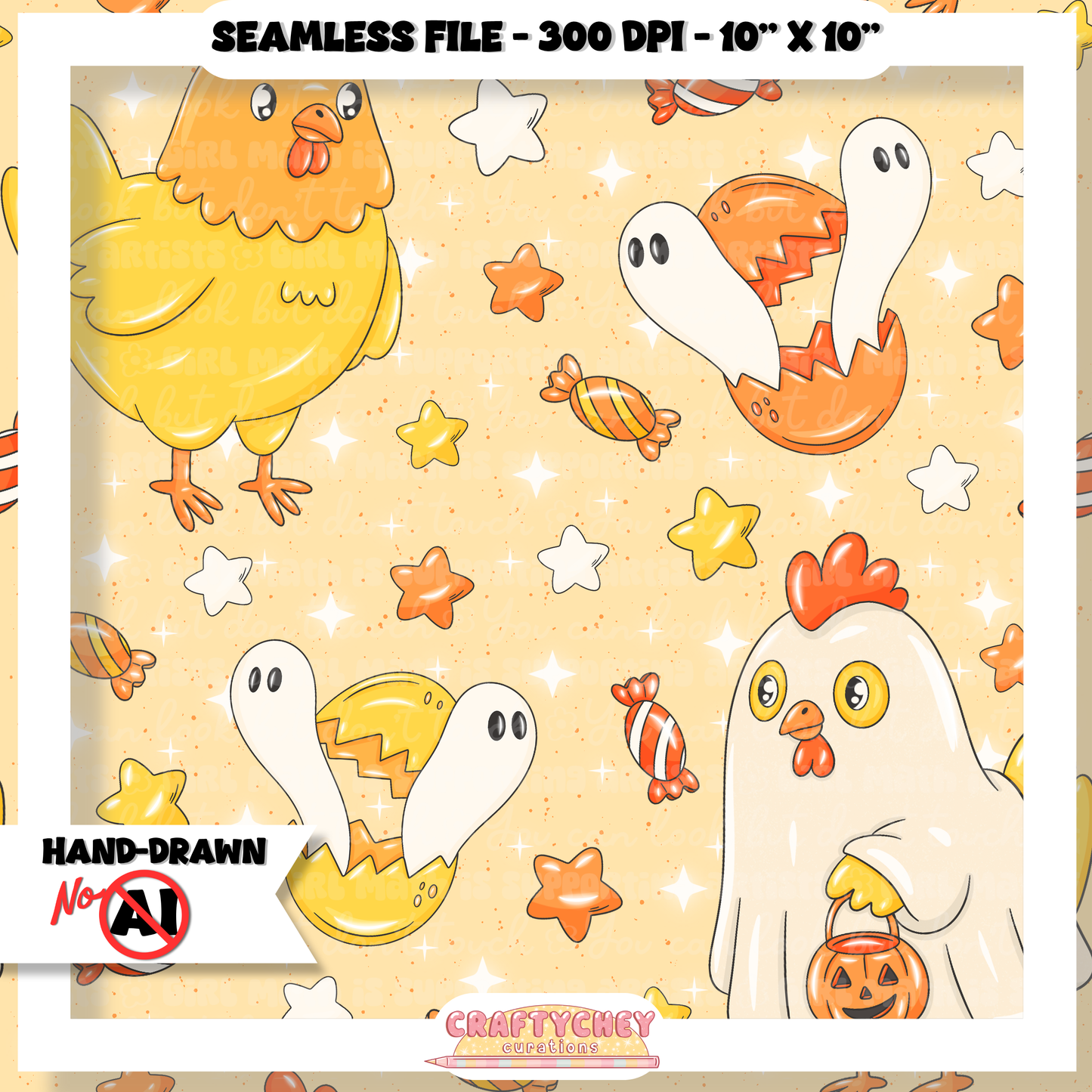 Ghost Chickens (Seamless + PNG)