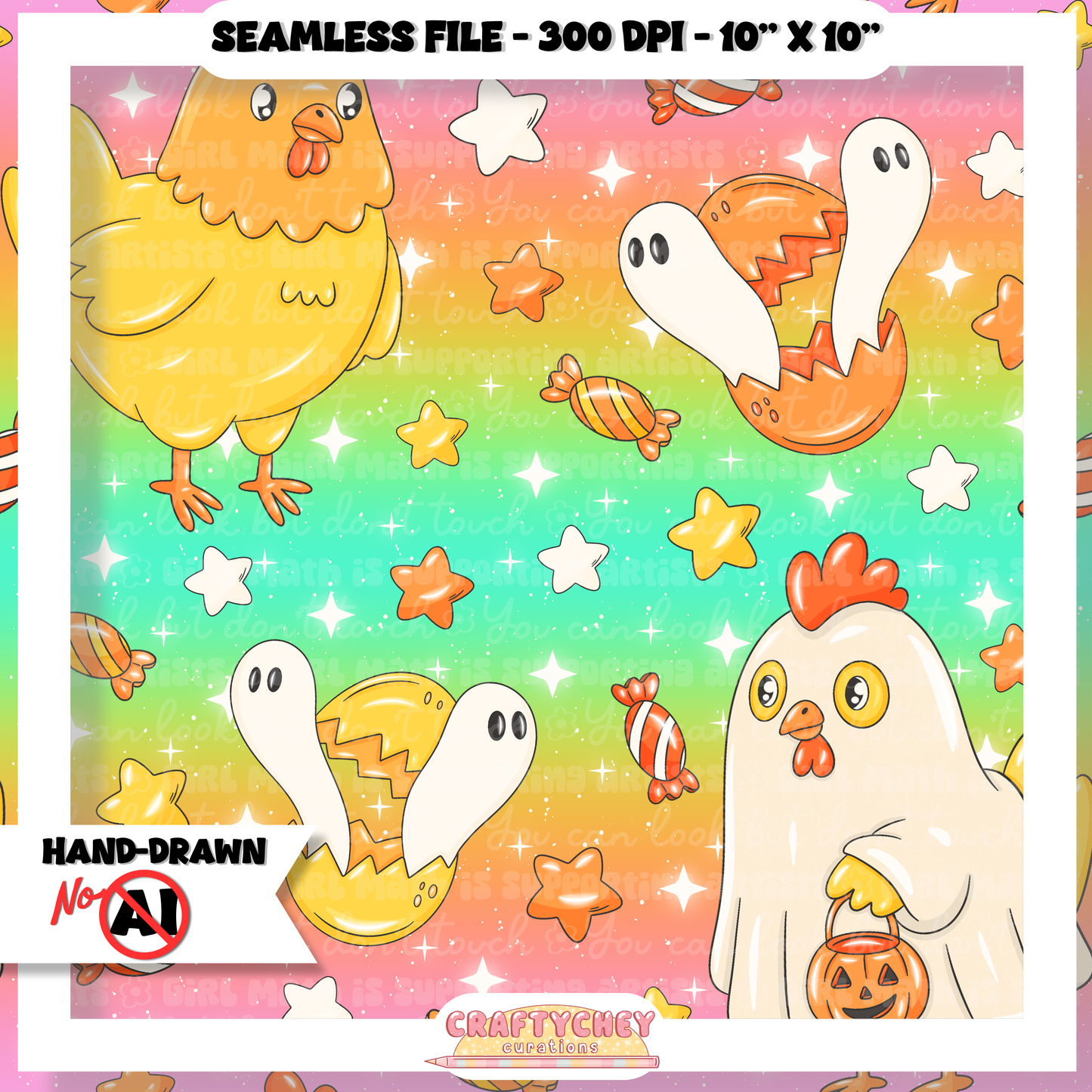 Ghost Chickens (Seamless + PNG)