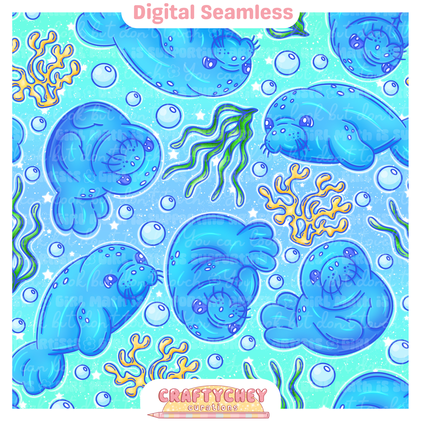 Glowing Manatees (Blue)