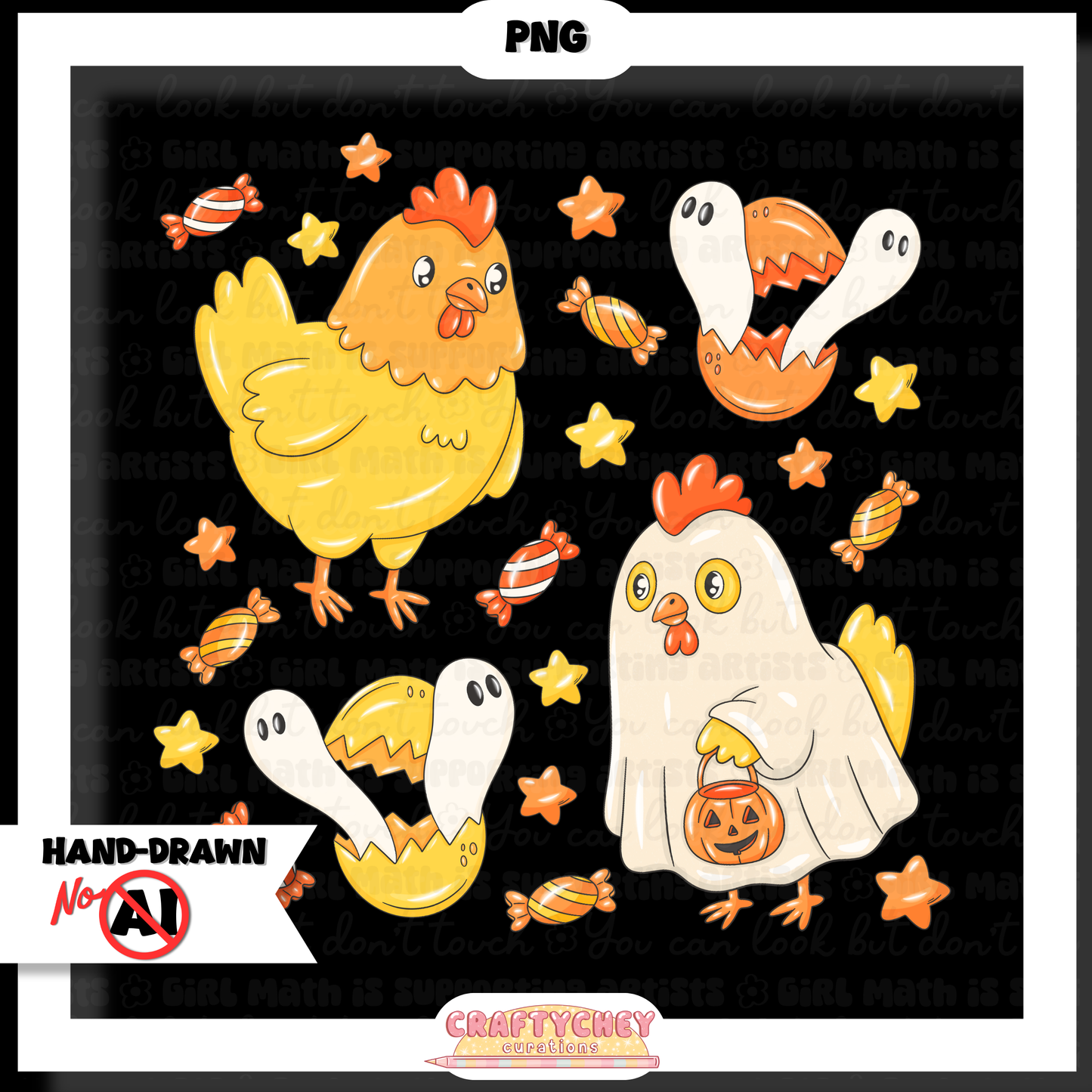 Ghost Chickens (Seamless + PNG)