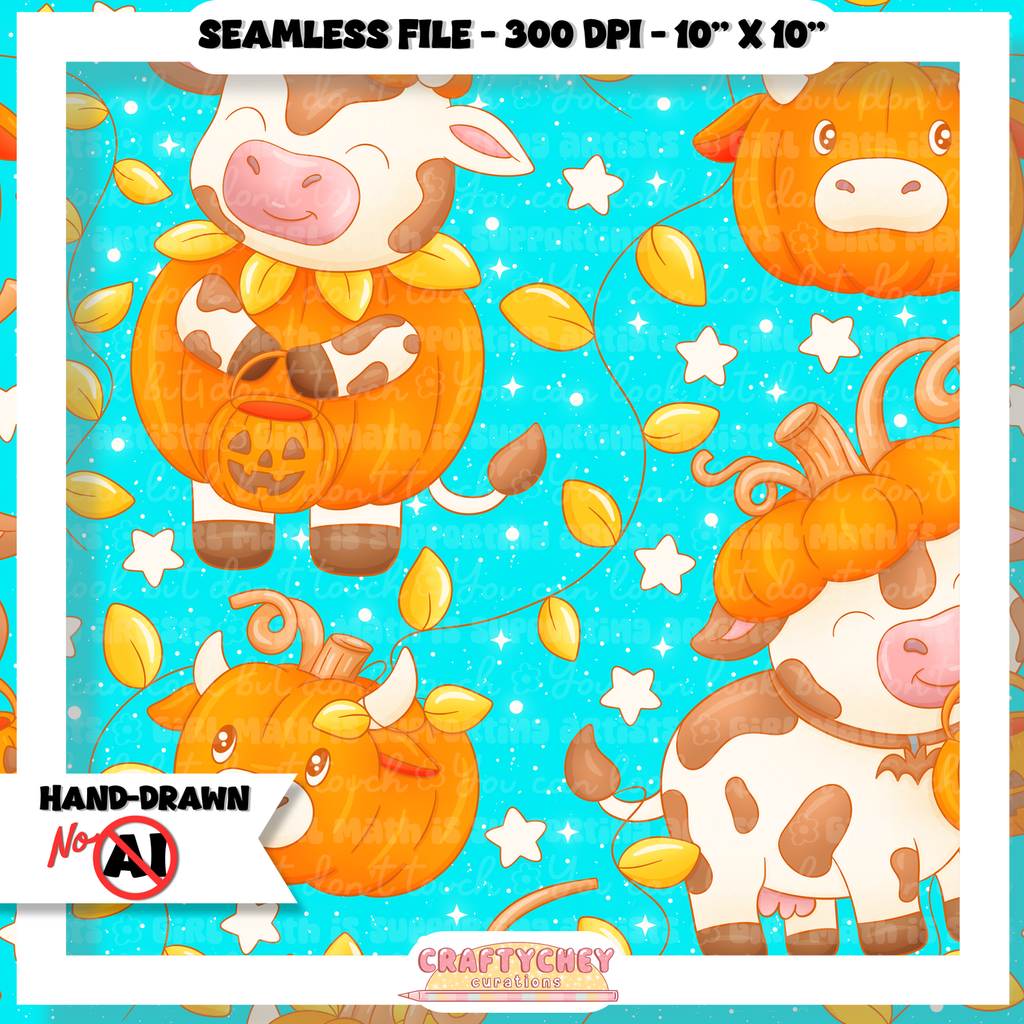Pumpkin Cows : Brown (Seamless + PNG)