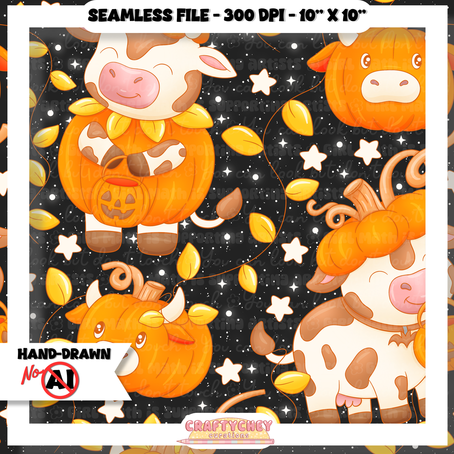 Pumpkin Cows : Brown (Seamless + PNG)