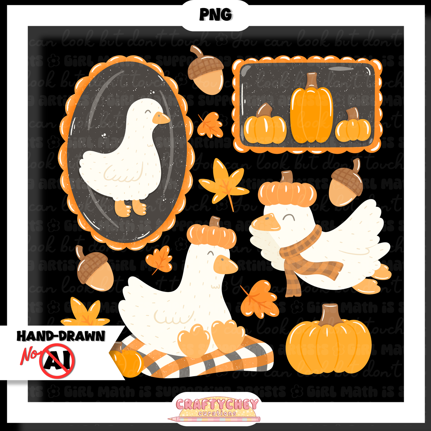 Fall Granny Geese (Seamless + PNG)