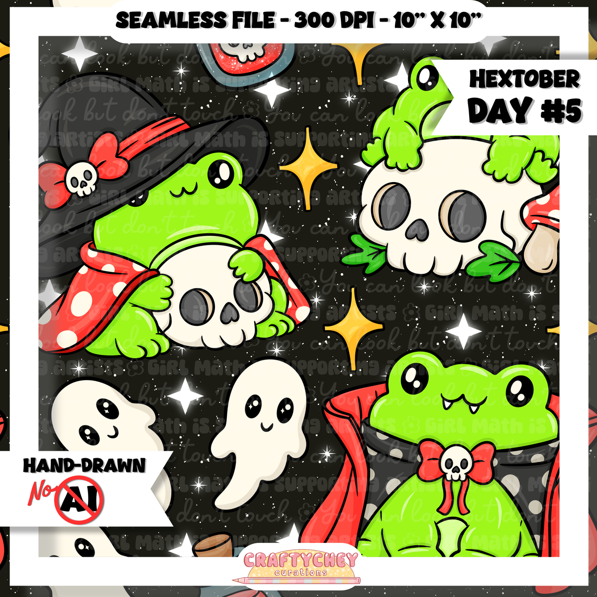Hextober Day 5: Spooky Frog (Seamless + PNG)