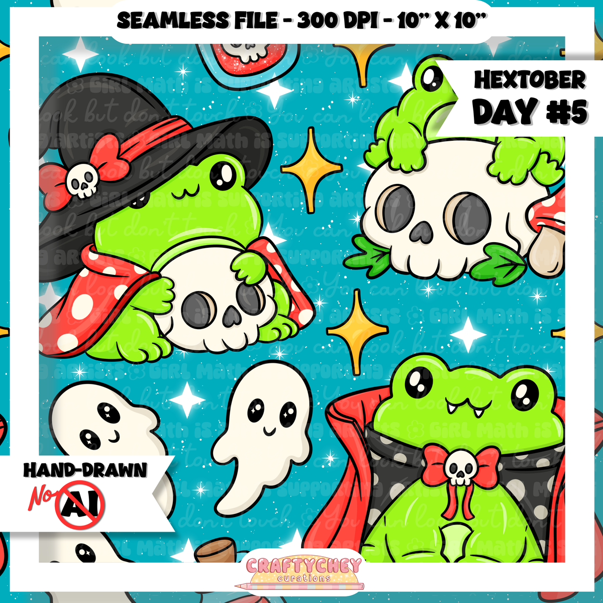 Hextober Day 5: Spooky Frog (Seamless + PNG)