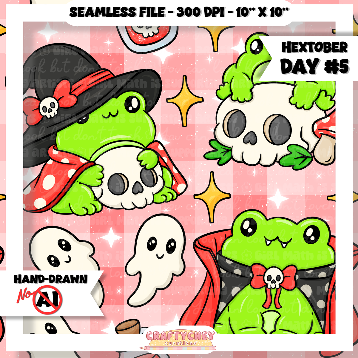 Hextober Day 5: Spooky Frog (Seamless + PNG)