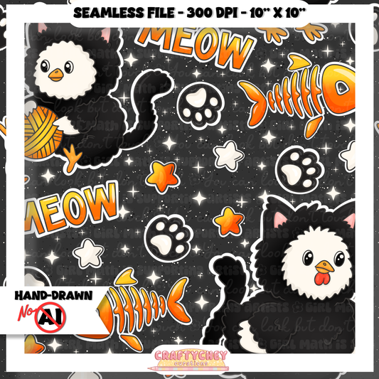 Kitty Chickens: Orange (Seamless + PNG)