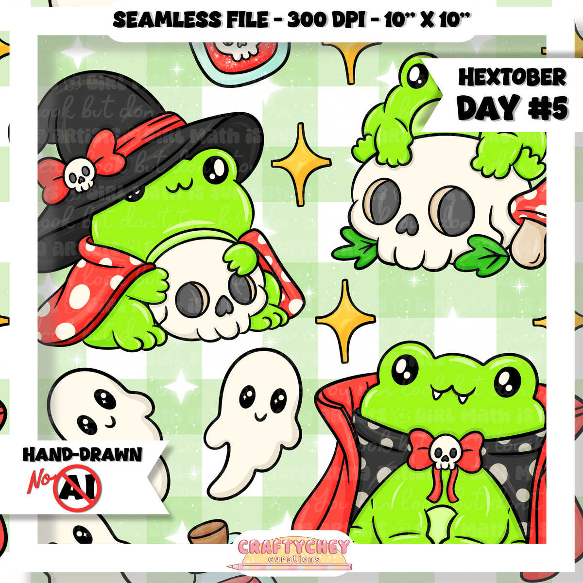 Hextober Day 5: Spooky Frog (Seamless + PNG)