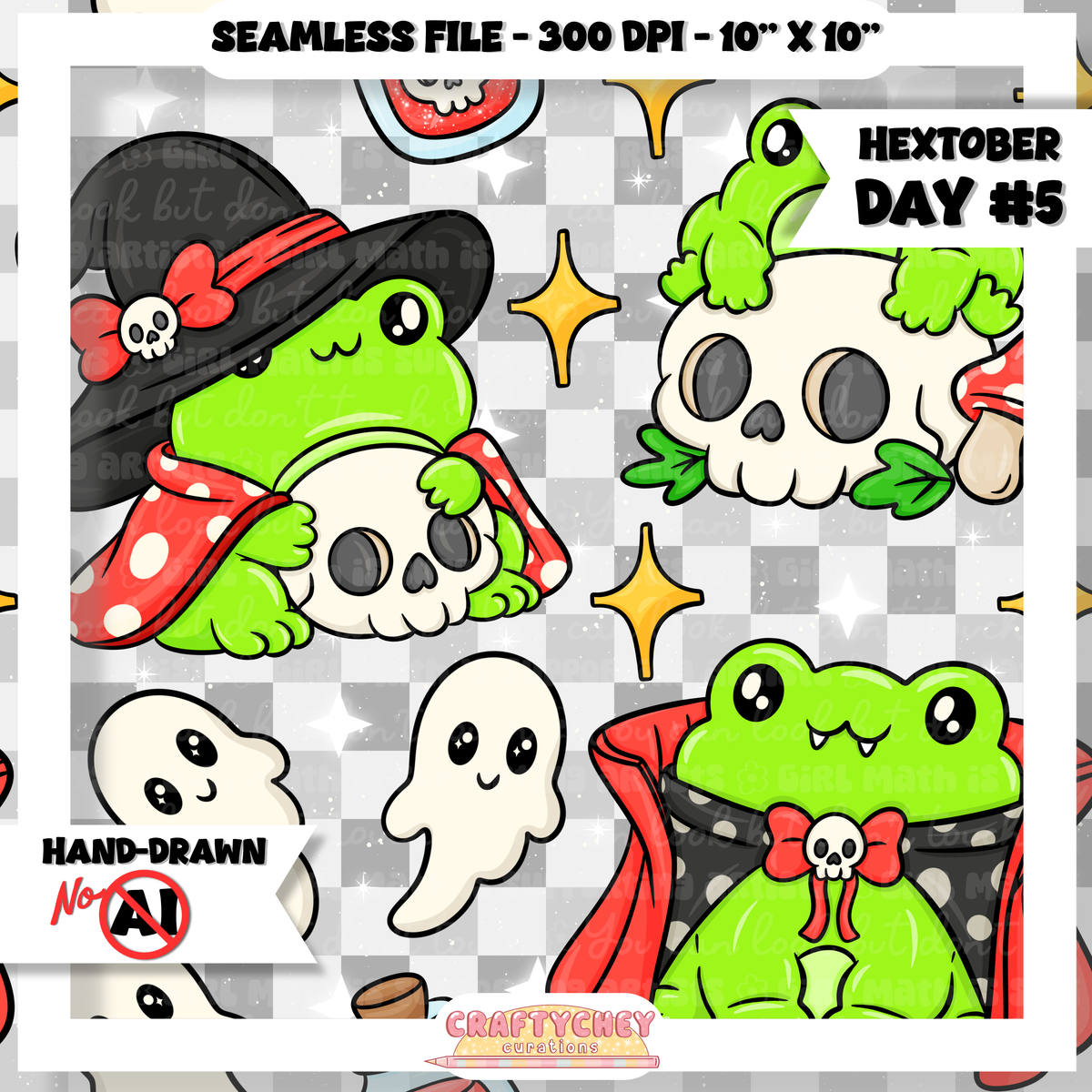 Hextober Day 5: Spooky Frog (Seamless + PNG)