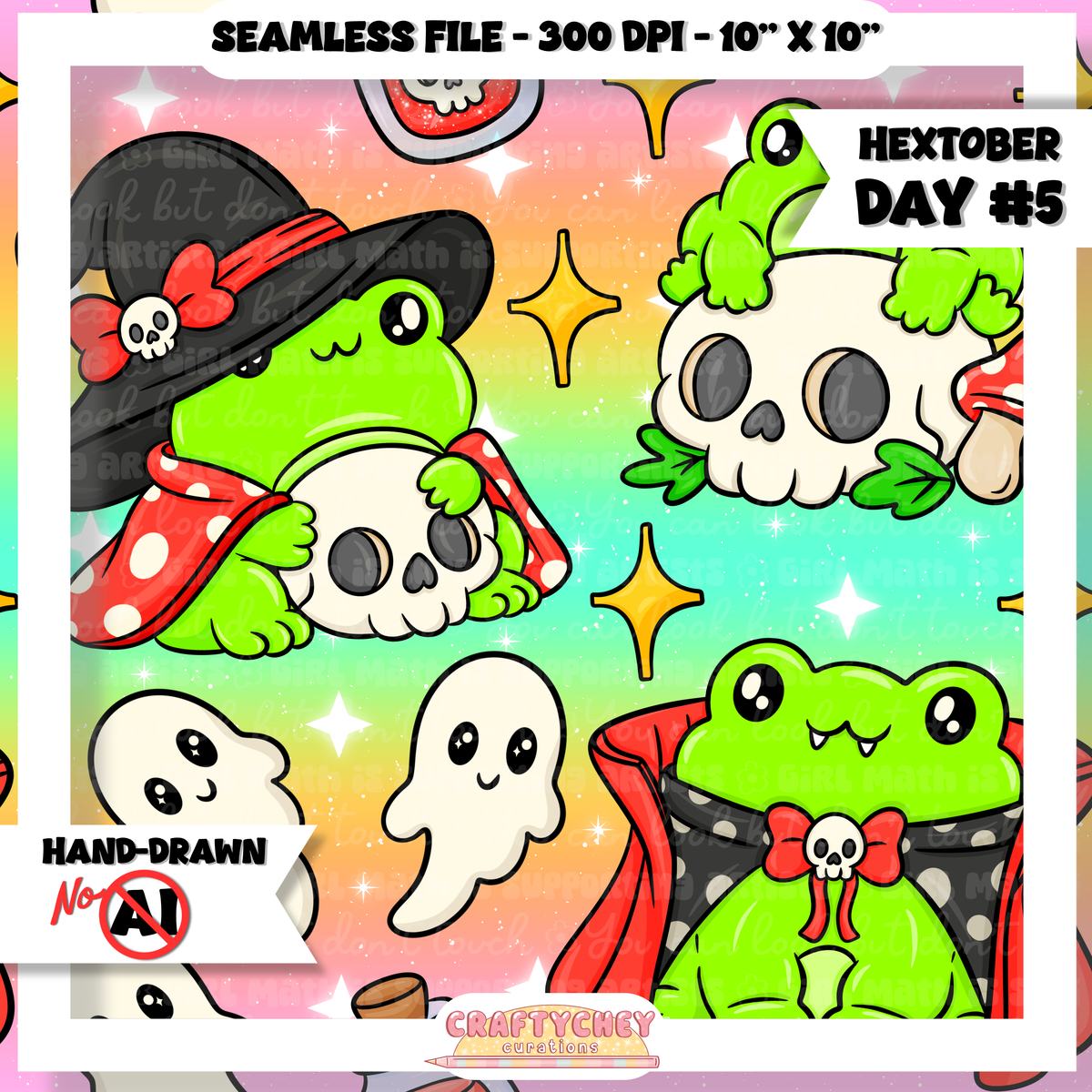Hextober Day 5: Spooky Frog (Seamless + PNG)