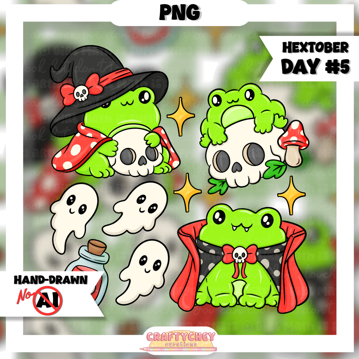 Hextober Day 5: Spooky Frog (Seamless + PNG)