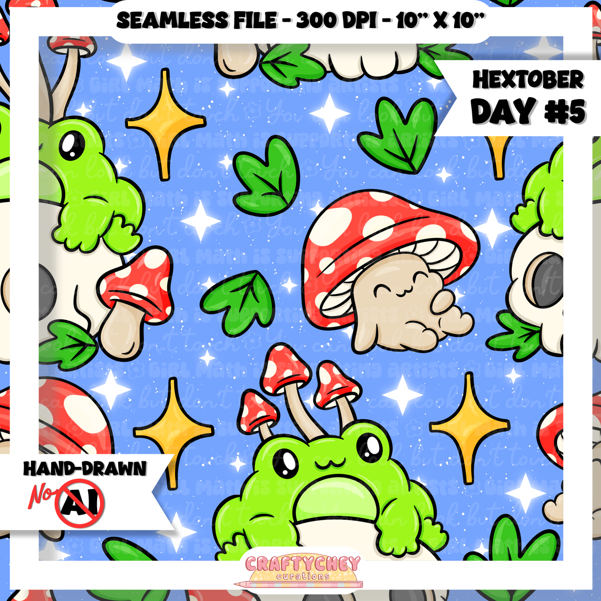 Hextober Day 5: Mushroom Frog (Seamless + PNG)