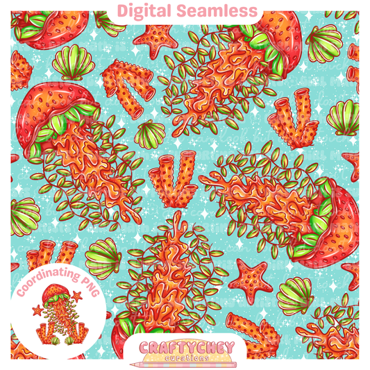 Strawberry Jellyfish (Seamless + PNG)