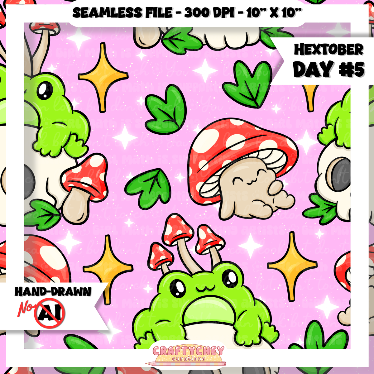 Hextober Day 5: Mushroom Frog (Seamless + PNG)