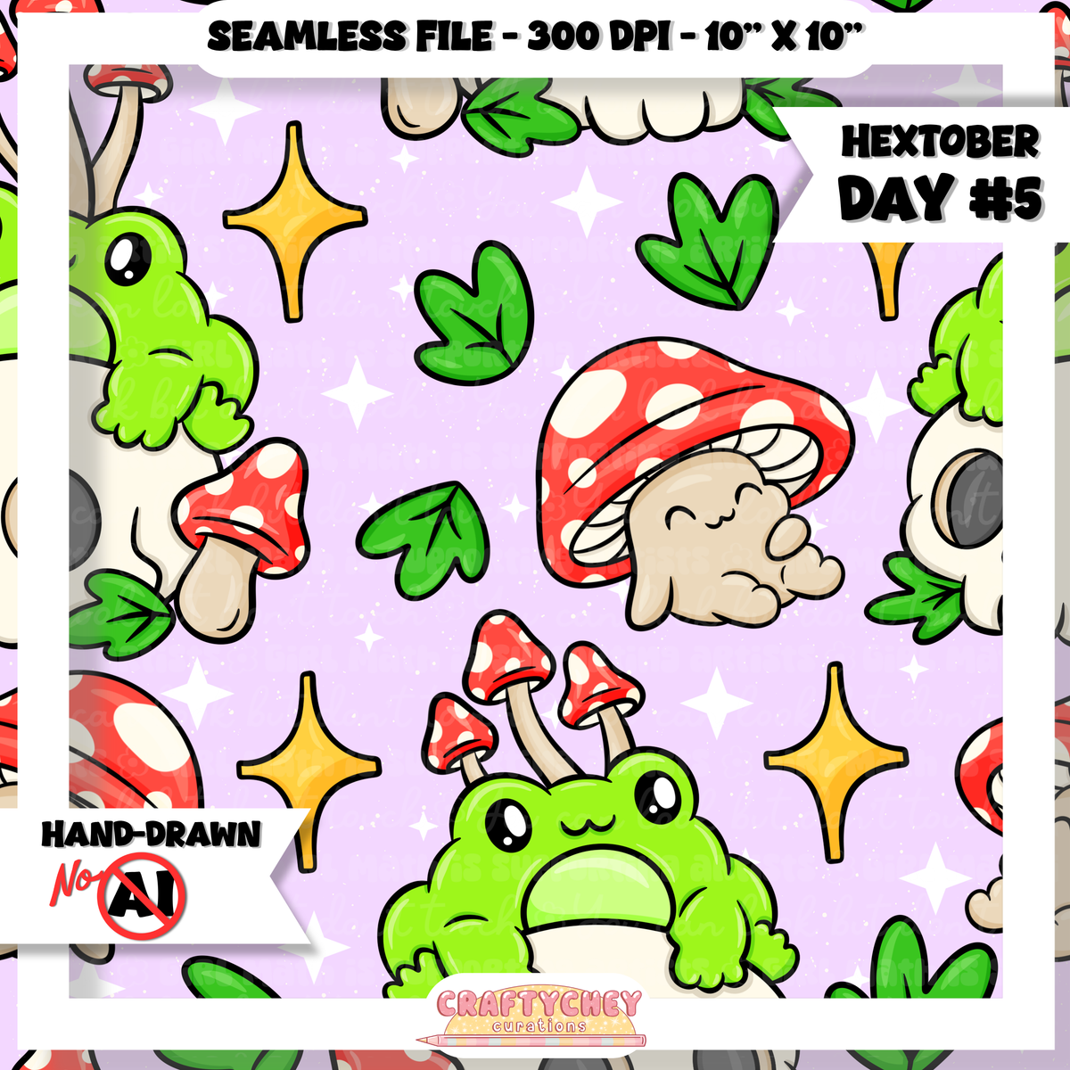 Hextober Day 5: Mushroom Frog (Seamless + PNG)