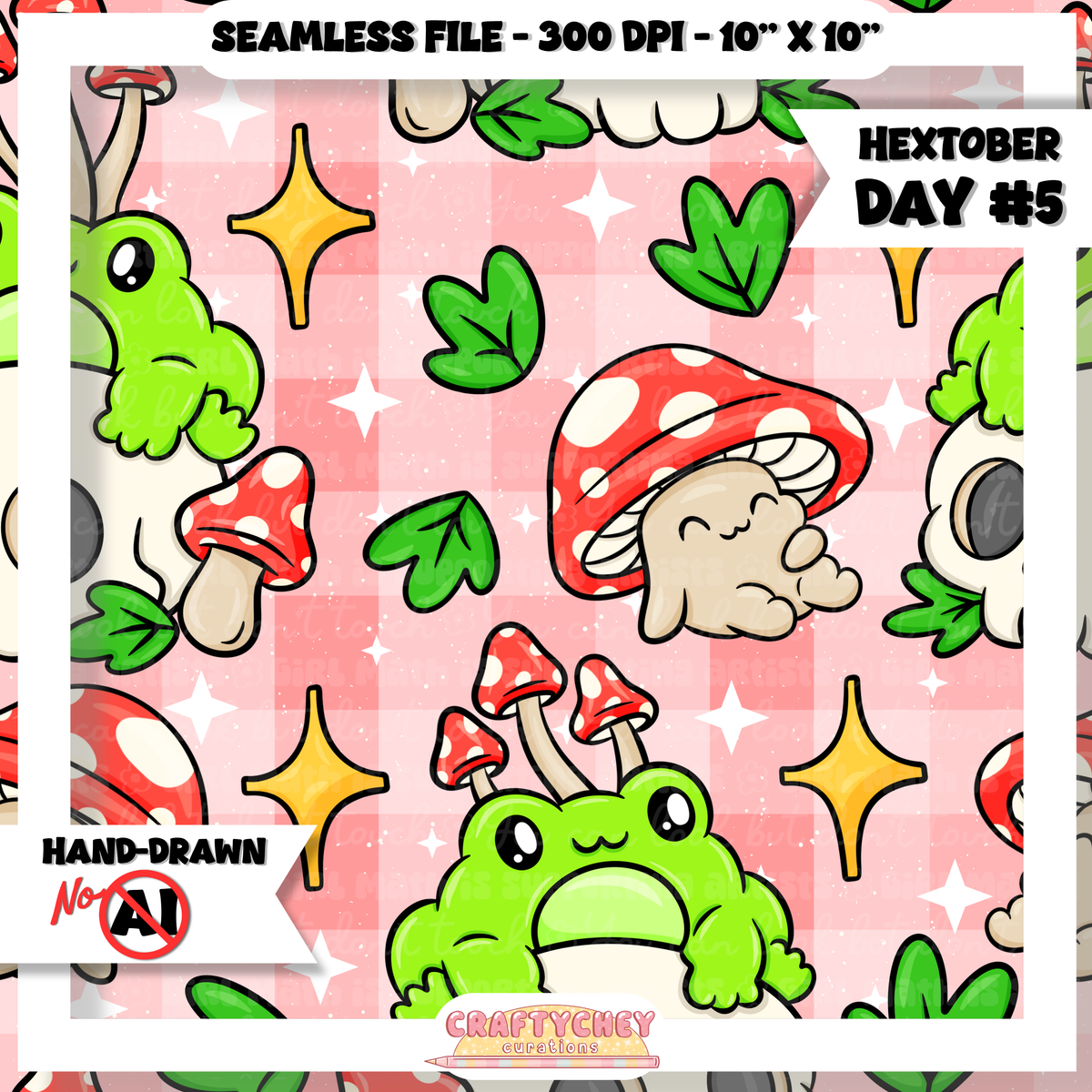 Hextober Day 5: Mushroom Frog (Seamless + PNG)