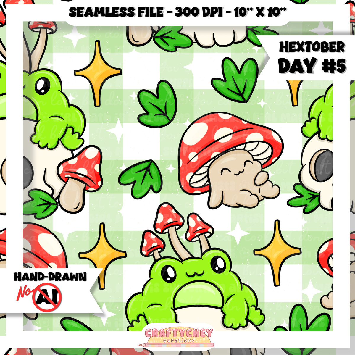 Hextober Day 5: Mushroom Frog (Seamless + PNG)