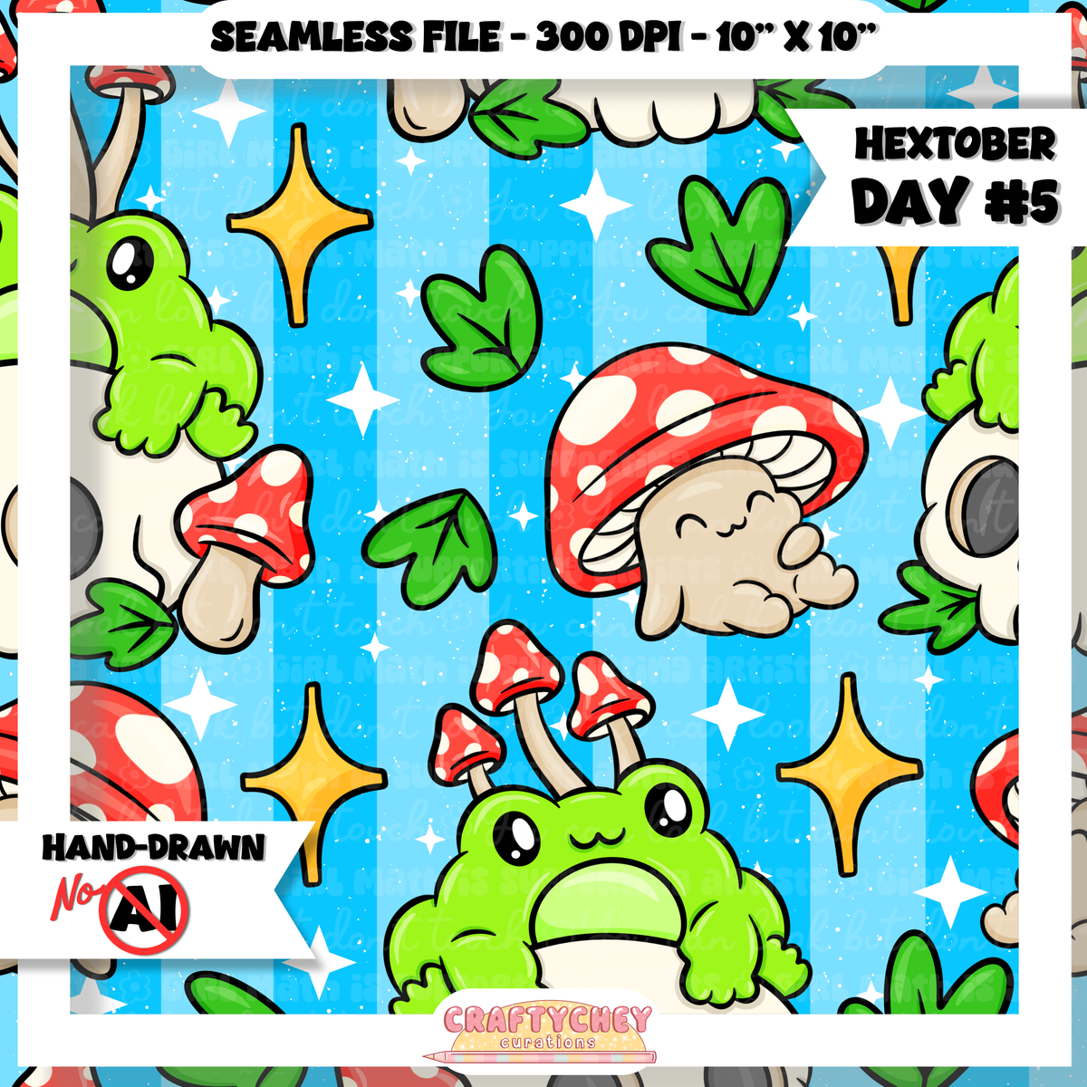 Hextober Day 5: Mushroom Frog (Seamless + PNG)
