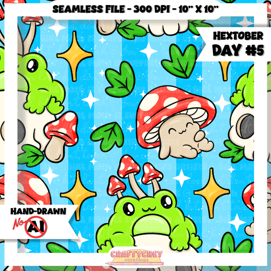 Hextober Day 5: Mushroom Frog (Seamless + PNG)